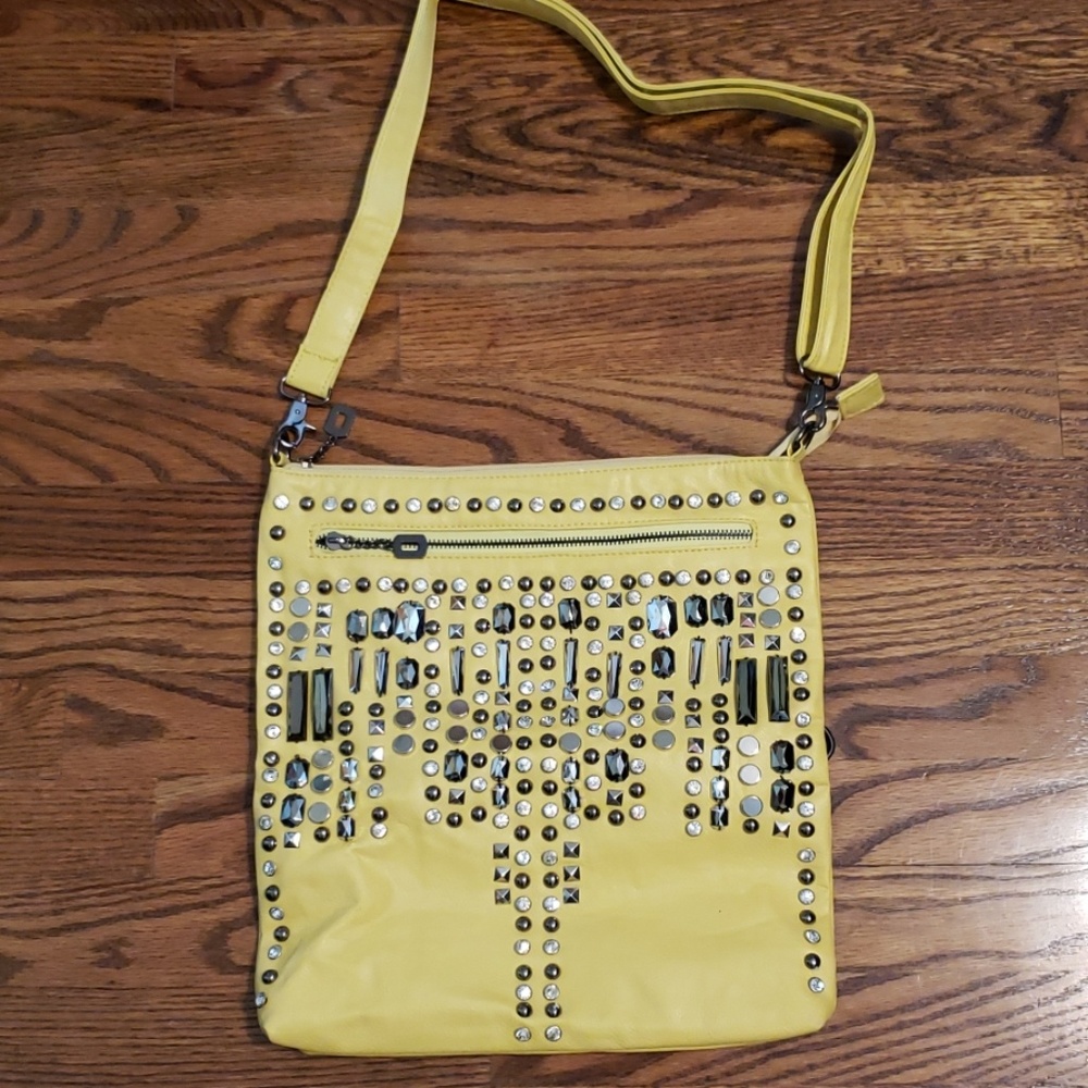 Yellow studded Convertable bag - Picture 7 of 8